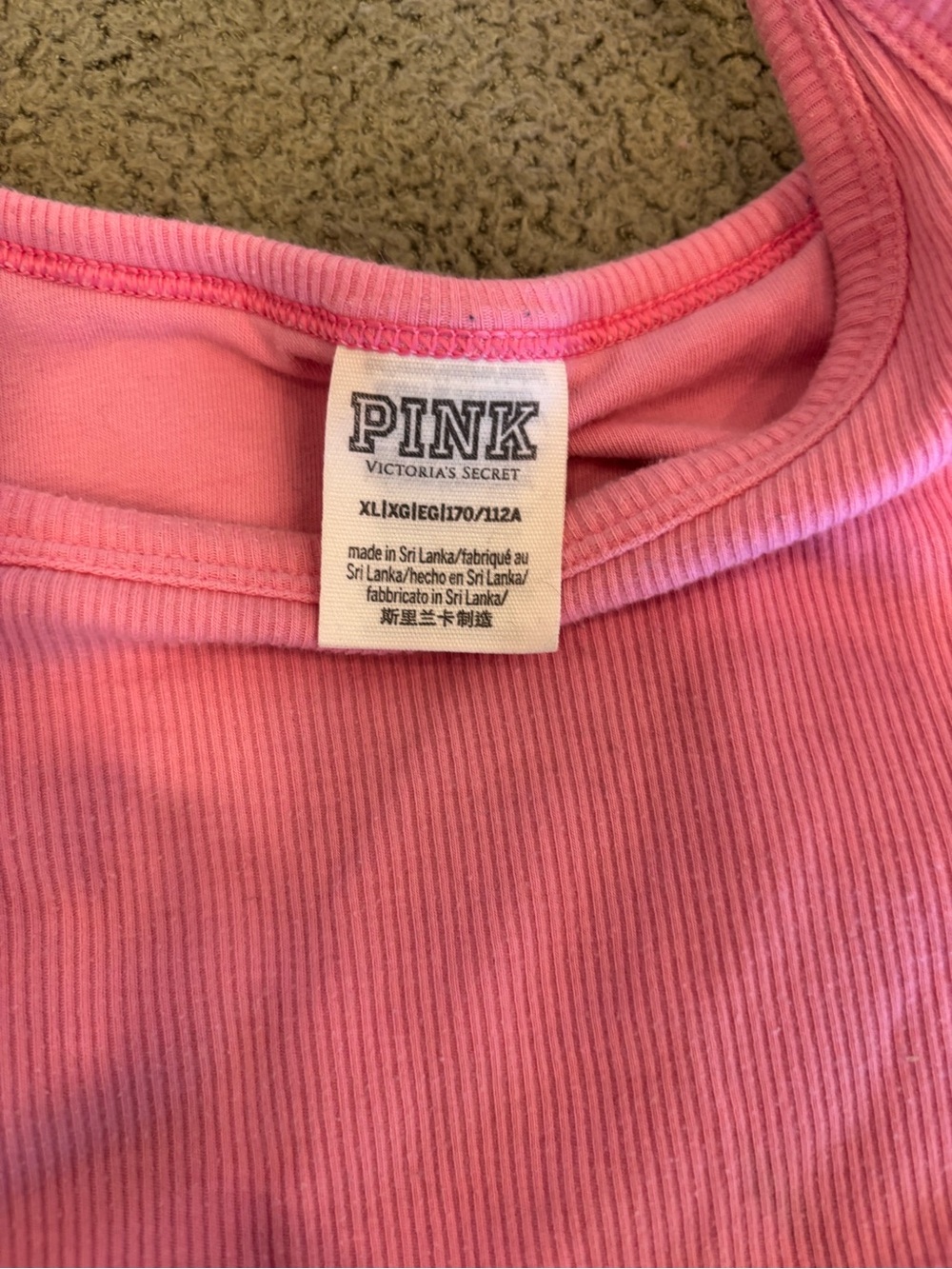 PINK by Victoria's Secret Ribbed Cropped Built in Bra Tank Top Size XL Y2K 90s - Picture 3 of 3